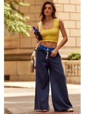NWT - Free People / FP Movement - For The Win Wide-Leg Pants - Navy - Size Large